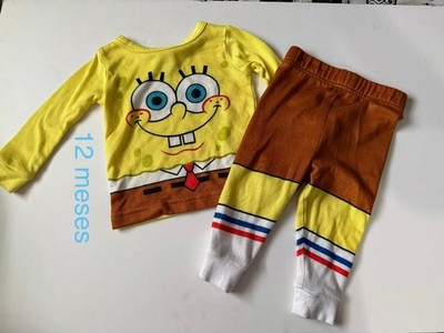 SpongeBob SquarePants Toddler Outfit Set 12 Months Yellow Shirt & Pants 2PC-Used