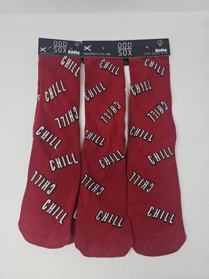 Odd Sox Thick Knit Red Black White CHILL Cotton Blend Crew Socks Men's 6-13 NWT