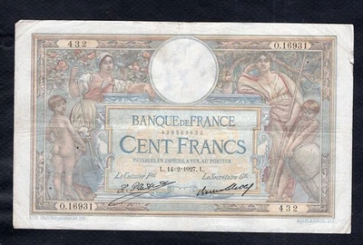 100 Francs Luc Olivier Merson  14.2.1927 Etat TB+ - Photo 1/2