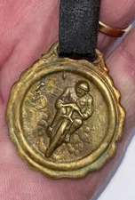 Antique Motorcycle Medallion Watch Fob Medal Brass Metal Original Racing Bicycle