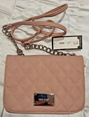 NINE WEST HIGHBRIDGE Blush/Beige CROSSBODY X BAG PURSE NEW