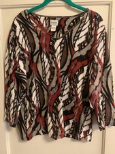 Excellent Women  s CHICO'S Beautiful Tunic Top Geometric Size 3 XL Long Sleeve