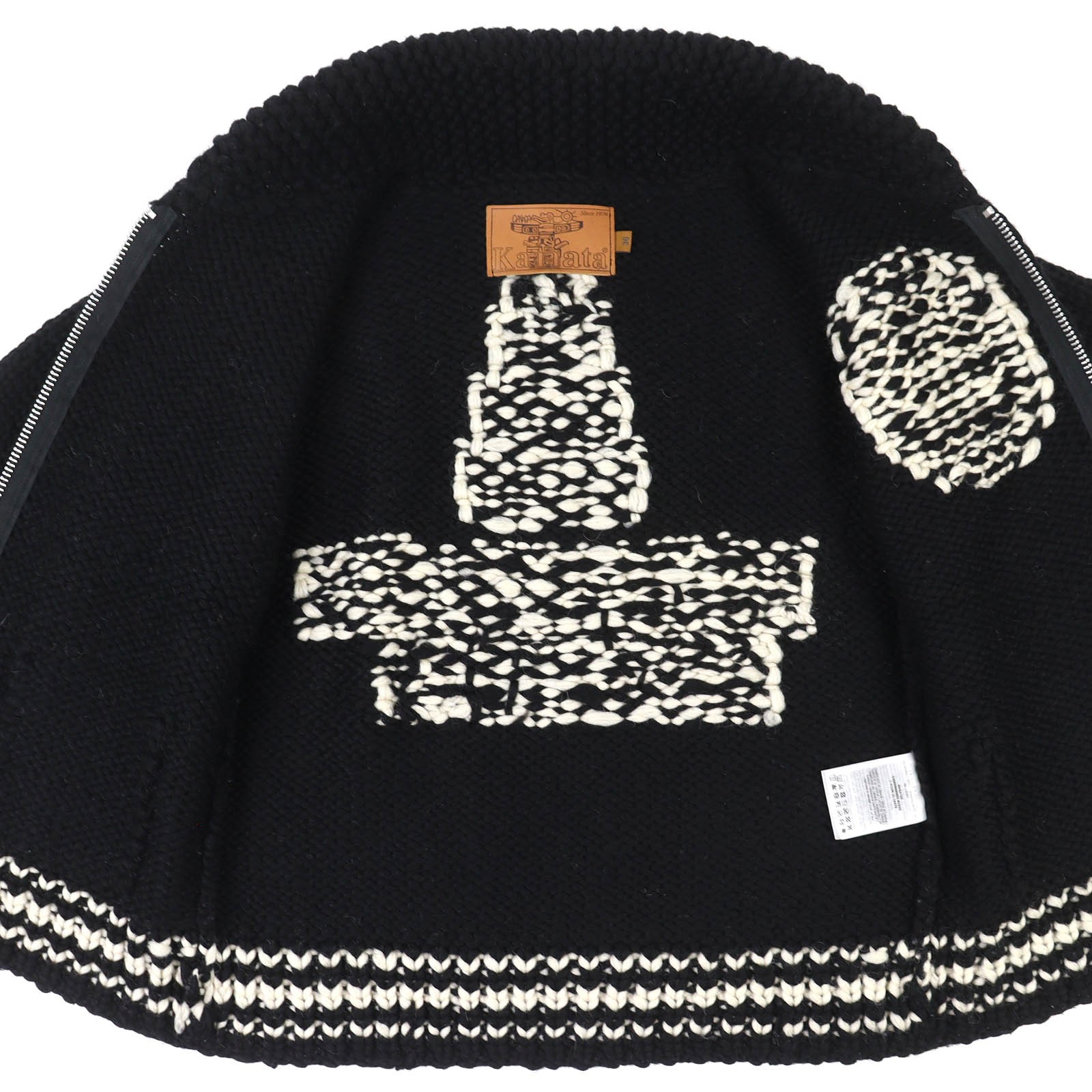 Great MONCLER GENIUS KANATA SWEATER Logo Full-Zip Cowichan Knit black wool 36 thumbnail 4