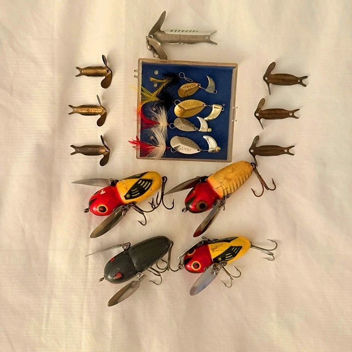 ヘドン　HEDDON ダーデブル　thindevle USA ABU Vintage Heddon Dying Flutter Fishing Lure In Rare Frog Color