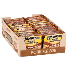 Ramen Pork, Instant Ramen Noodles, Ready to Eat Meals, 24 Count