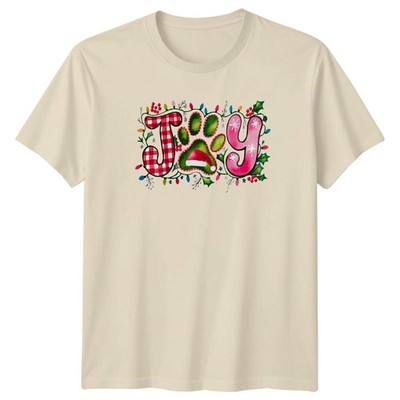 Joy Paw Print Christmas Holiday Herren T-Shirt Damen Tee Grafik Oberteil
