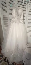 Oleg Cassini Women's Wedding Dress Size Small One shoulder with beading