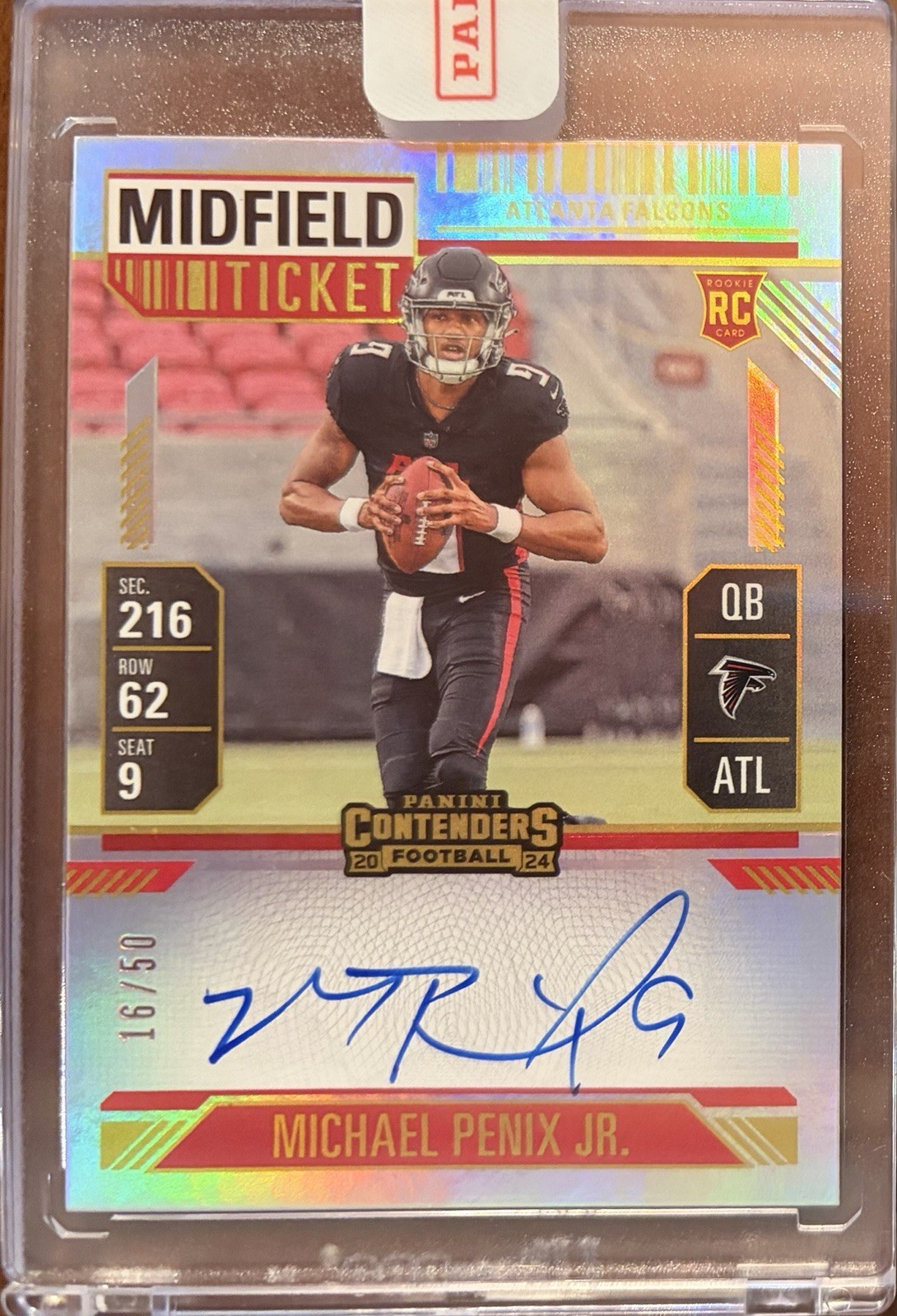 2024 Panini Contenders MICHAEL PENIX JR. Midfield Ticket RC on-card AUTO #16/50
