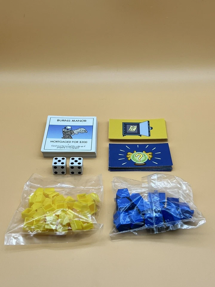 The Simpsons Monopoly - 2001 - Deeds, Cards, Homes, Dice - Replacement Pieces - Image 2 of 4