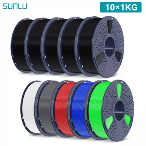 SUNLU 10× 1KG/Roll PLA+ Filament 1.75MM+/-0.02MM PLA PLUS 3D-Druckmaterial 