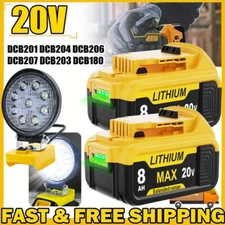 Cordless LED Work Light For Dewalt 20V MAX 8.0Ah Lithium Battery DCB206-2 DCB204