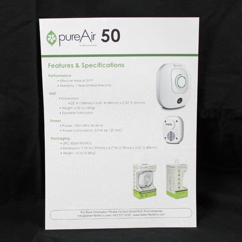 Greentech Environmental pureAir 50 Compact Portable Plug-In Air Purifier(8 PACK) - Image 3 of 3