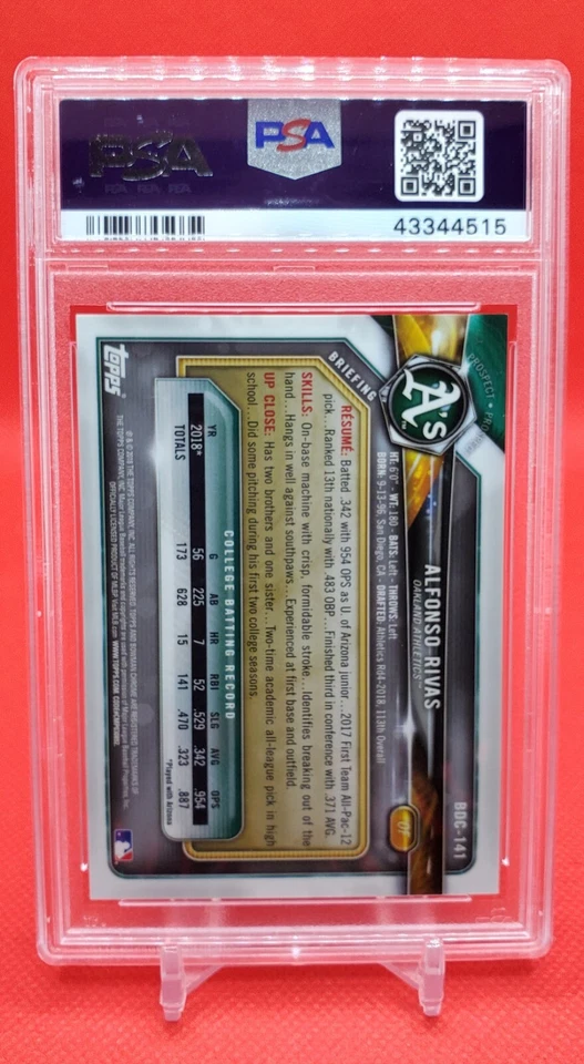 2018 Bowman Draft Chrome Alfonso Rivas 1st RC Blue Ref #/150 PSA 10 A's/Cubs 🆎️ - Image 2 of 2