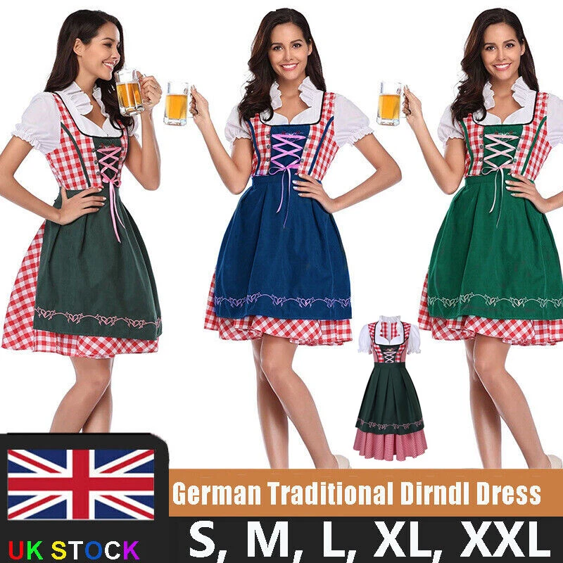 Womenu0026#039;s German Traditional Dirndl Dress Oktoberfest Bavarian Beer Girl  Costume | eBay