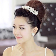 Bridal Hair Accessories Wedding Headpiece Pearl Crystal Flower Headband Tiara W4