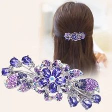 Jumwrit Rhinestone Hair Barrette Vintage Flower Leaf Hair Clip Colorful Teard...