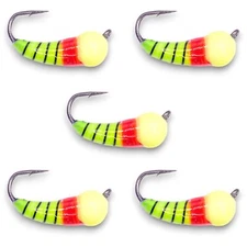 Kenders CHARTREUSE RED TUNGSTEN AKUA JIG SKUD (5 PACK) Panfish Jigs