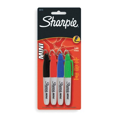 SHARPIE 35113PP Permanent Marker Set,Assorted,Capped,PK4 1TNJ2