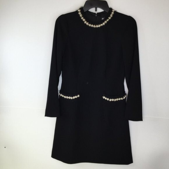 Jill ette Black, サイズ1 JILL Jill Stuart Black Dress Size 0 Long Sleeve Pearl Embellished