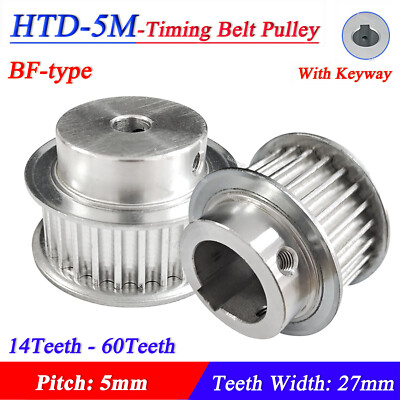 HTD-5M 14T-60T Timing Pulley Pitch 5mm With Step/Keyway Drive Pulleys Width 27mm