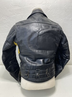 Vintage Golden Bear Leather Motorcycle Jacket 1960s Size Medium 42