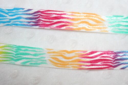10 yardas arco iris animal print tigre FOE elástico plegable elástico 5/8" ancho - Imagen 2 de 3