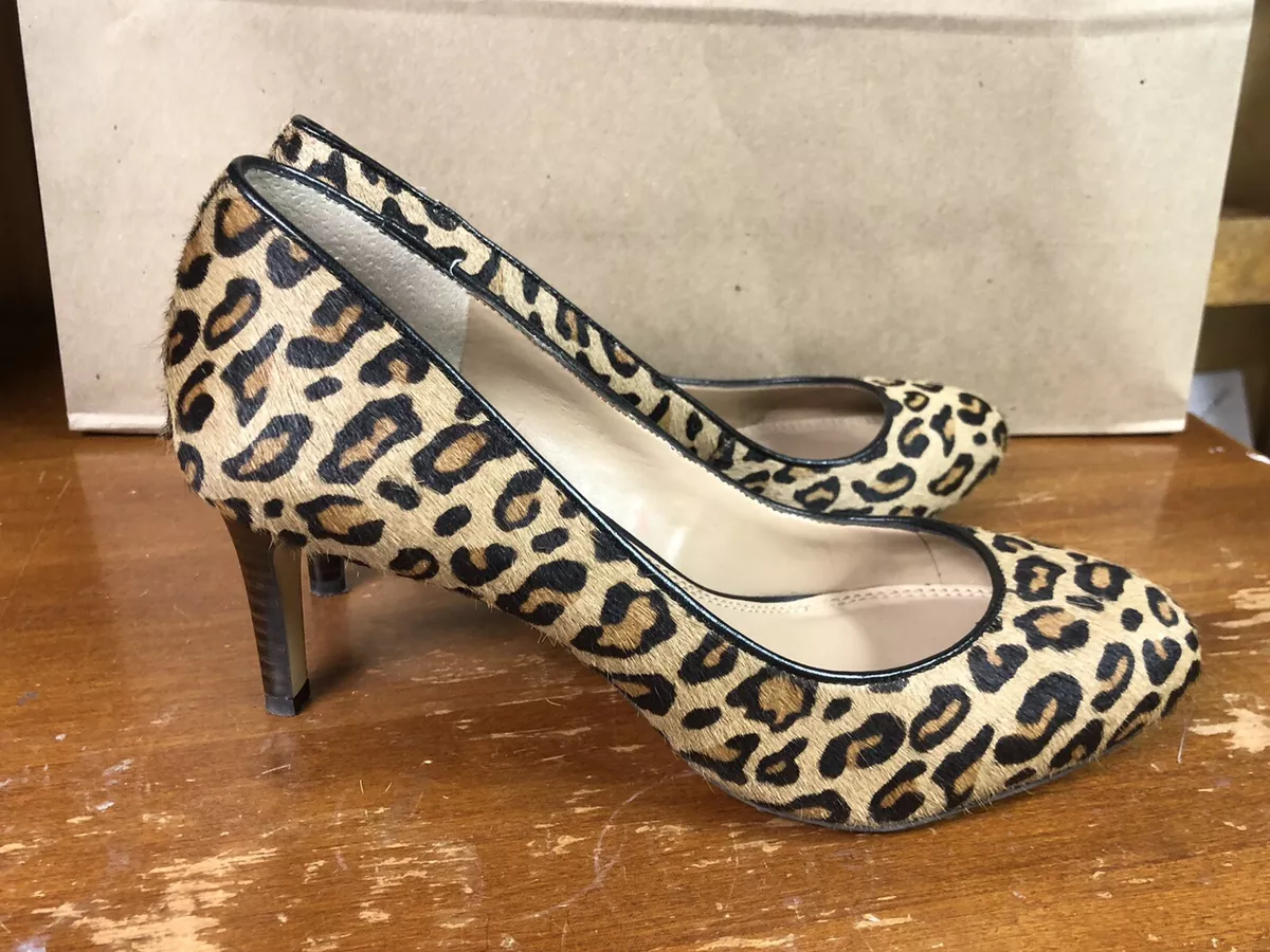 Banana Republic 12 hour pump leather calf hair leopard print size 6.5
