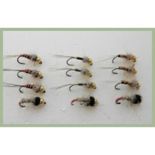 Jig Nymphs, trout flies 12 pack 4 different designs 12 to 16 BARBLESS bottom fly