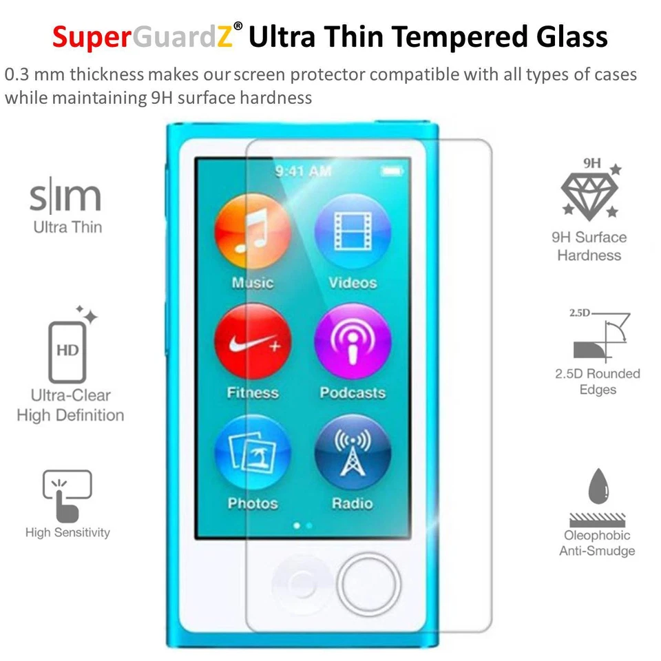 [3-PACK] SuperGuardZ® iPod Nano 7 (7th Gen) - Tempered Glass Screen Protector - Image 3 of 4