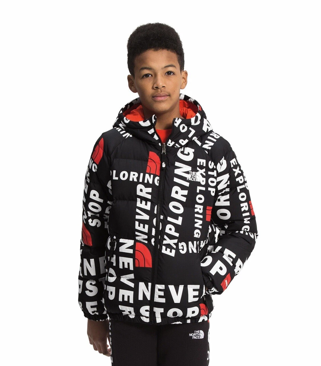 THE NORTH FACE BOYS Printed Hyalite REVERSIBLE DOWN Hooded JACKET Size M (10/12)