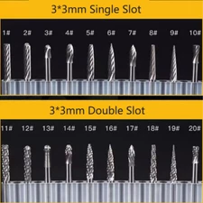 Quality 3mm/6mm Tungsten Carbide Rotary File Burr Milling Cutter Set 3mm Shank 