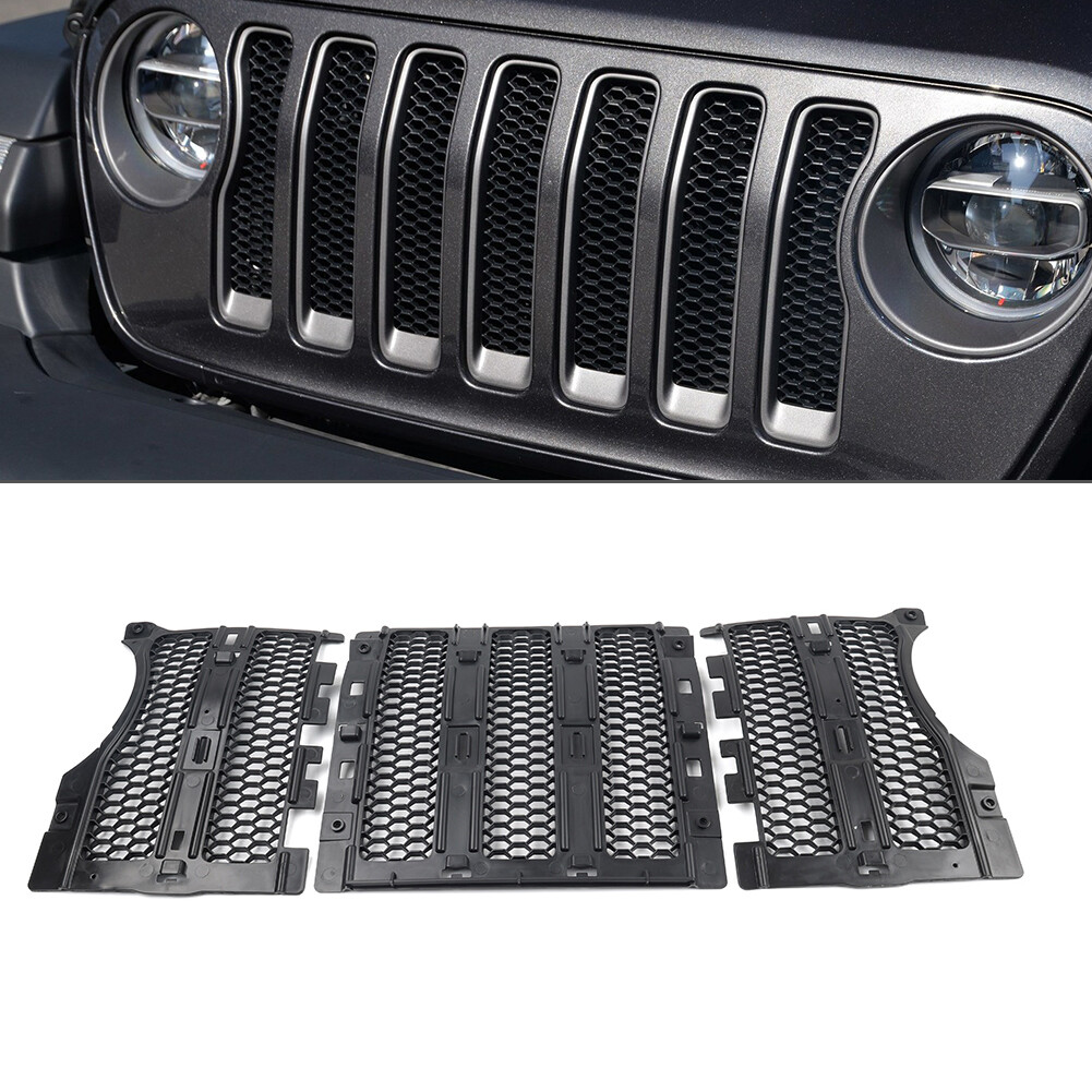 Interior Mesh Front Grille Insert Cover 3pcs For Jeep Wrangler JL JT 2018-2024
