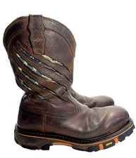 Cody James Flag Western Composite Toe Vibram Sole Safety Boot DBP-3-A Size 12D