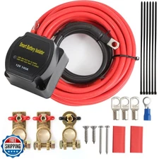Battery Isolator 12V Kit 140Amp Split Charge Relay with 20ft 6AWG Wiring Cabl