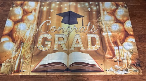 Graduation Party  Congrats Grad Backdrop Banner 72" X 42”