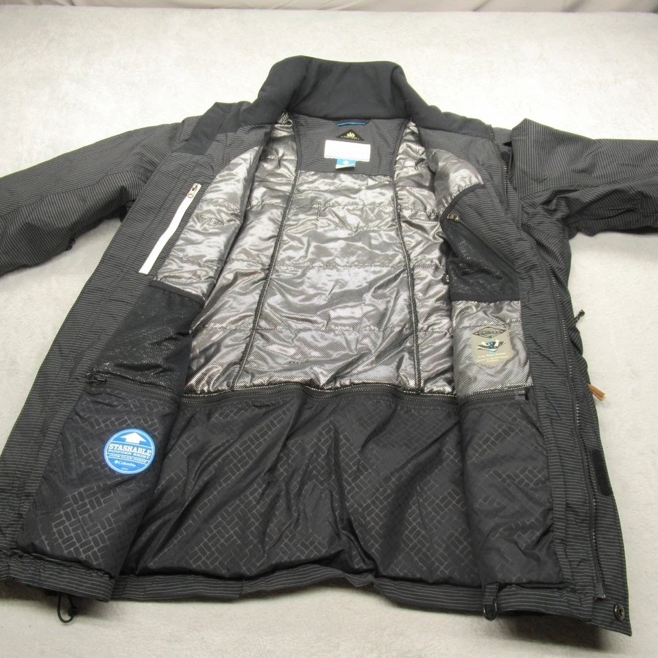 Chaqueta Columbia Para Hombre Mediana Negra Rayas Omni Impermeable Aislada Senderismo Foto 3 de 4
