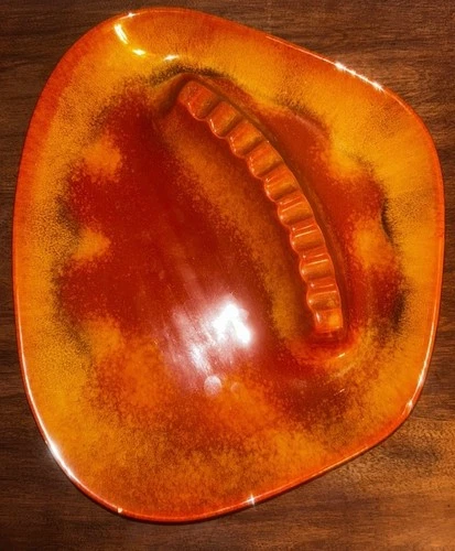 Mid Century Royal Haeger Huge Drip Glaze Orange Sunset R1755 Atomic Ashtray Rare
