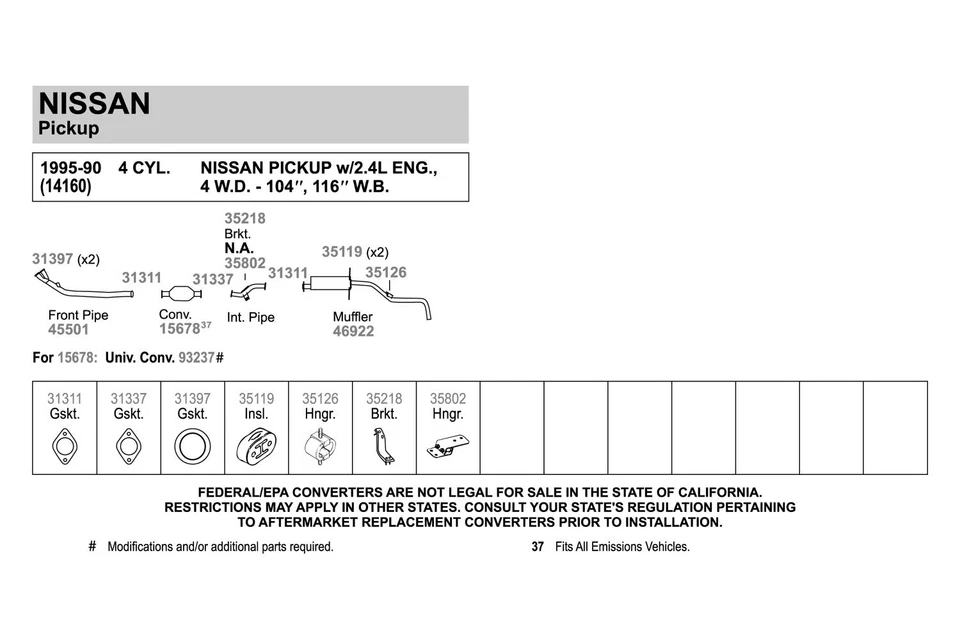 For Nissan Pathfinder 87-95 Walker Steel-Rubber Silver-Black Exhaust Hanger Foto 4 de 4