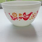 PYREX Vintage Glass 401 Bowl Red Bird Yellow Friendship