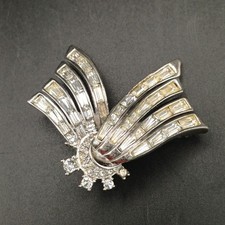 Marcel Boucher Jewellery Vintage Silver Tone Brooch Baguette Set No. 5558