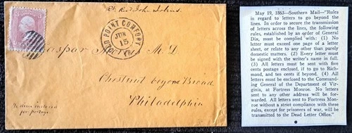 Civil War Patriotic - Scarce South to North Crossing the Lines Usage & Clipping