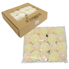 Tophouse Artificial Roses Cream and Ivory Lot of 40 Roses DIY Bouquets