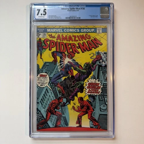 AMAZING SPIDER-MAN 136 CGC 7.5 OWWp Marvel 1974 1st Harry Osborne Green Goblin