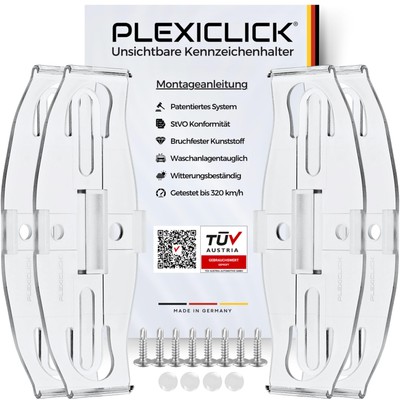 PLEXICLICK  Kennzeichenhalter Rahmenlos in Transparent Einfache Montage Für Alle