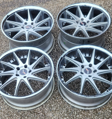 AZAD AZ23 Brushed Silver w/ Chrome Lip Wheelset 20''x 9'' Front and 20''x10.5'' Rear