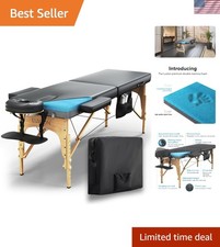 Compact Foldable Massage Table - 72" Long, PU Leather  Memory Foam