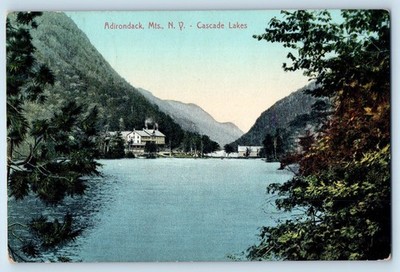 c1909 Adirondack Mountains New York Vintage Postcard Cascade Lakes Houses Posted