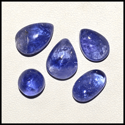 Lotto pietre preziose cabochon tanzanite naturale di lusso blu ~ 5 pezzi alta qualità 7,7 mm-12 mm - Foto 3 di 9