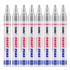 Silver Paint Markers, 8 Pack Oil-Based Waterproof Quick Dry Permanent Paint ...