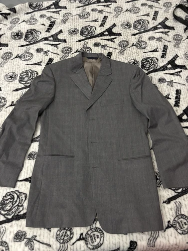 Giacca Burberry London 40R grigio marrone check 100% lana tre bottoni doppia ventilazione